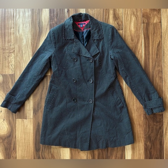 Tommy Hilfiger Polka Dot Long Pea Coat size Large - Picture 1 of 4